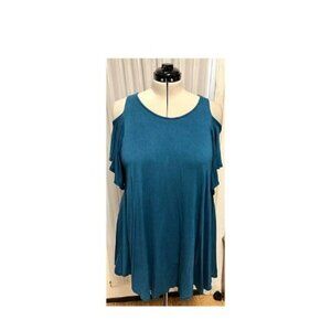 Super Nova teal cold shoulder tunic. Size large. Runs big.